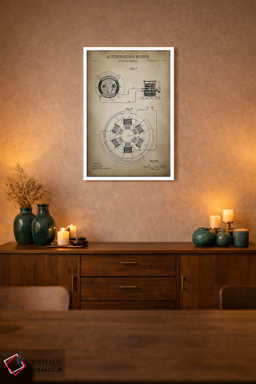 تابلو دکوراتیو موتور متناوب تسلا اثر پتنت پرینت استور - D1W