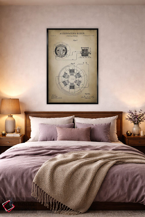 تابلو دکوراتیو موتور متناوب تسلا اثر پتنت پرینت استور - D5B