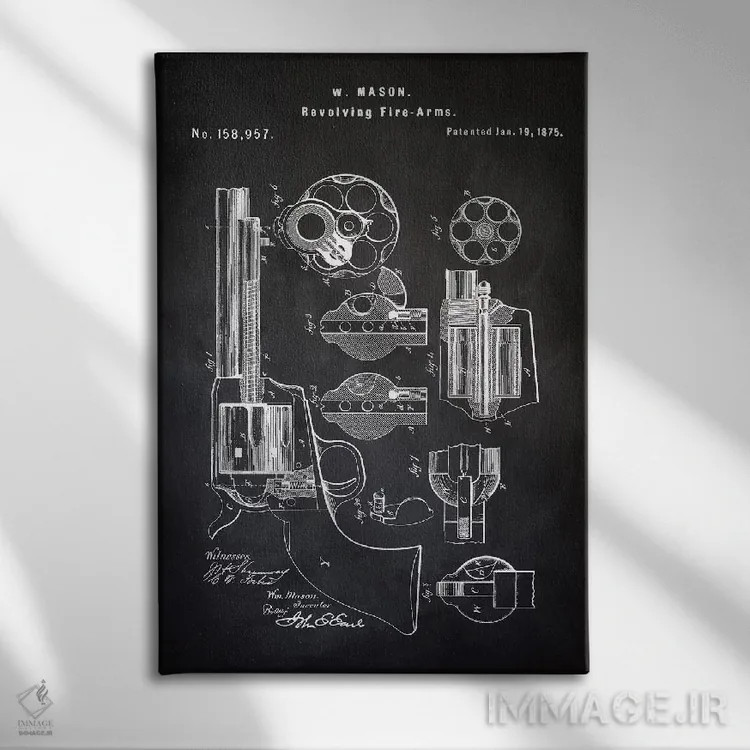 تابلو دکوراتیو هفت تیر W. Mason I اثر پتنت پرینت استور - نمای روبهرو روی دیوار