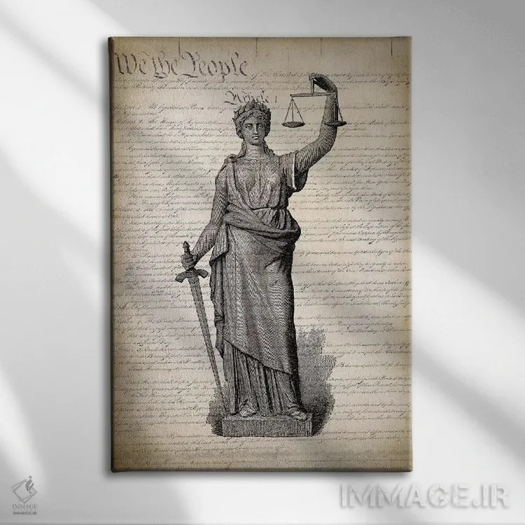 تابلو دکوراتیو قانون اساسی ایالات متحده اثر پتنت پرینت استور - نمای روبهرو روی دیوار