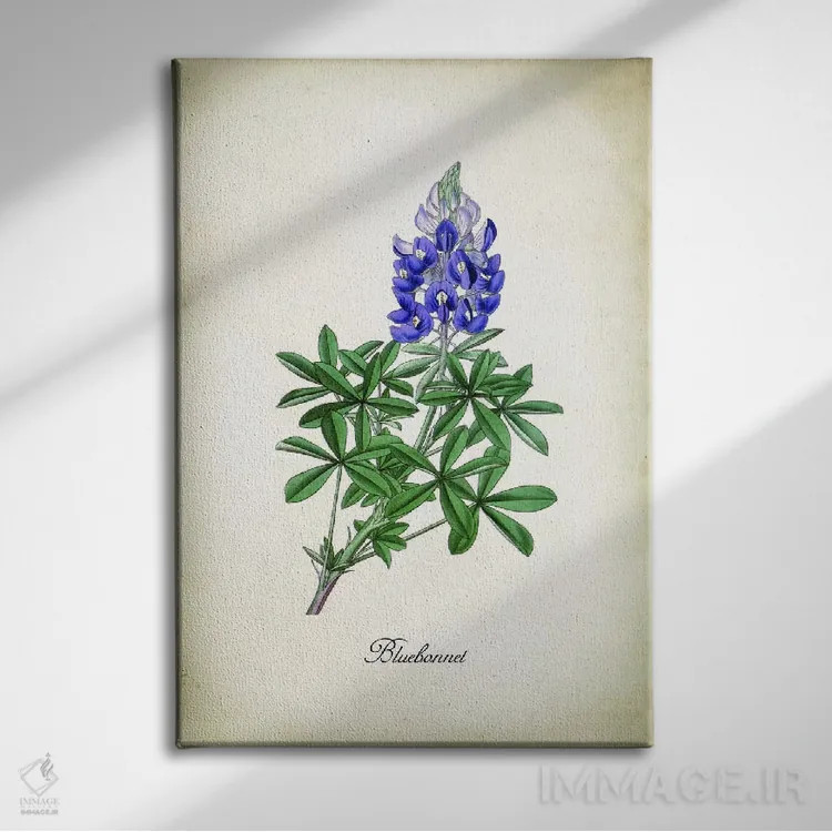 تابلو دکوراتیو گل بلو بونت اثر پتنت پرینت استور - نمای روبهرو روی دیوار
