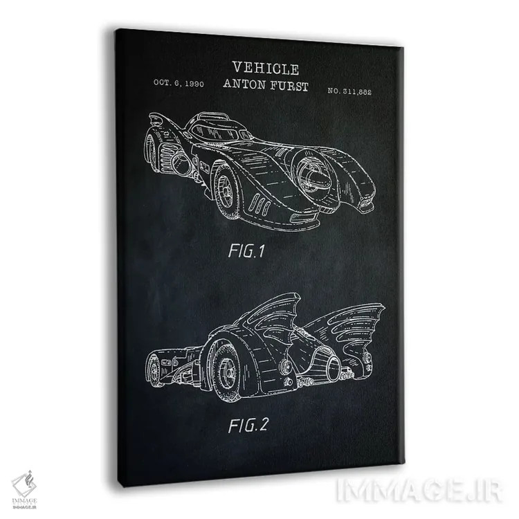 تابلو دکوراتیو ماشین بتمن، سیاه اثر پتنت پرینت استور - نمای پرسپکتیو محصول