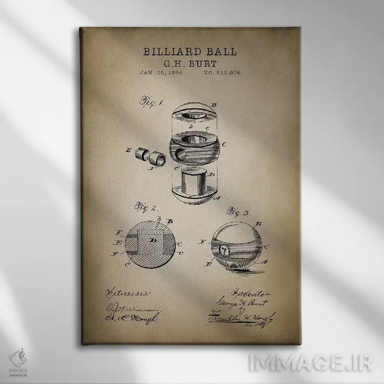 تابلو دکوراتیو بیلیارد V اثر پتنت پرینت استور - نمای روبهرو روی دیوار