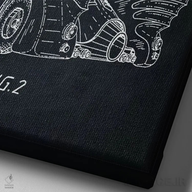 تابلو دکوراتیو ماشین بتمن، سیاه اثر پتنت پرینت استور - نمای نزدیک بافت بوم