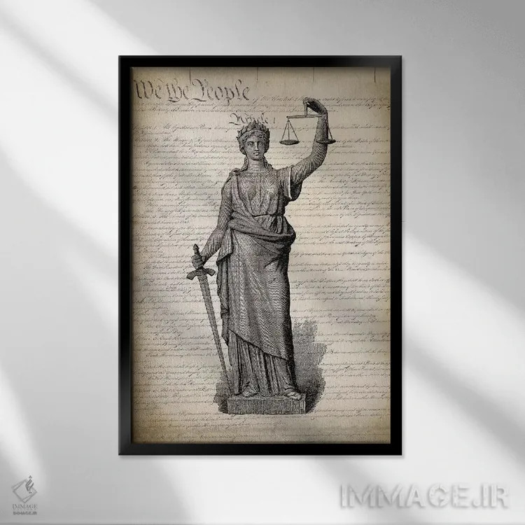 تابلو دکوراتیو قانون اساسی ایالات متحده اثر پتنت پرینت استور - نمای قابدار مشکی