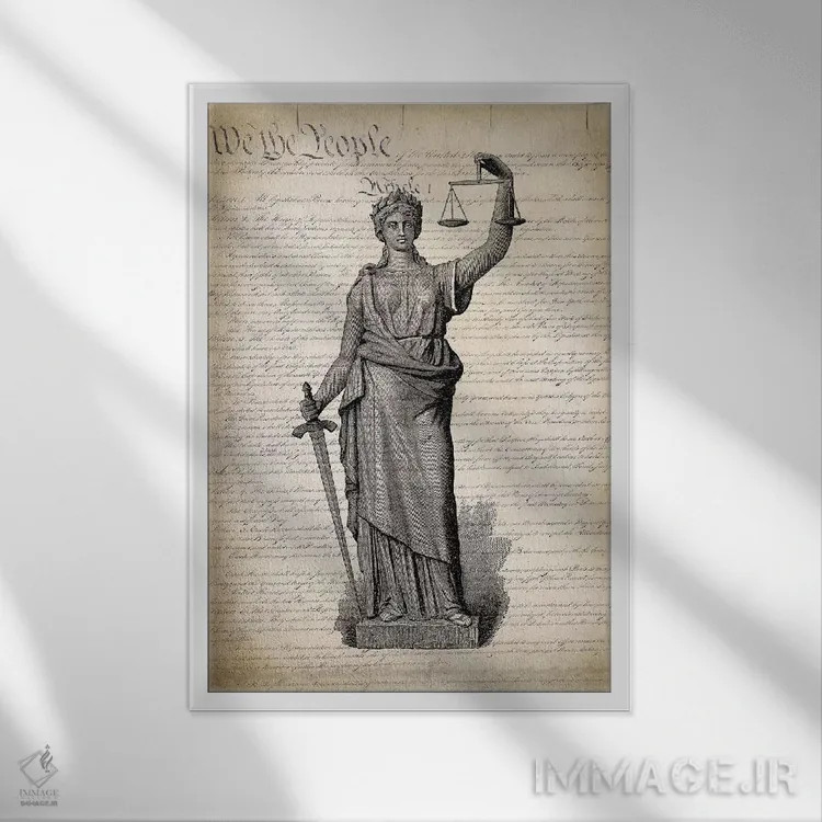 تابلو دکوراتیو قانون اساسی ایالات متحده اثر پتنت پرینت استور - نمای قابدار سفید