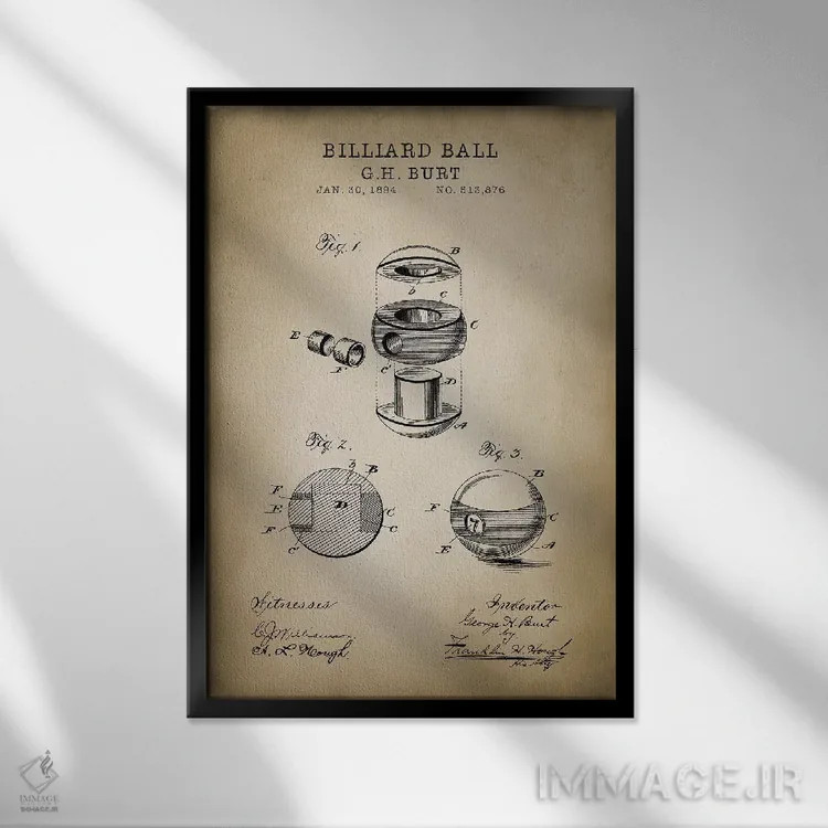 تابلو دکوراتیو بیلیارد V اثر پتنت پرینت استور - نمای قابدار مشکی
