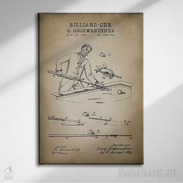 تابلو دکوراتیو بیلیارد VI اثر پتنت پرینت استور - نمای روبهرو روی دیوار