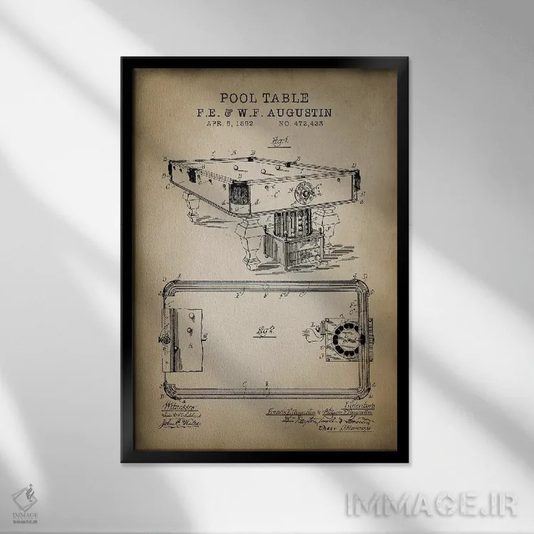 تابلو دکوراتیو بیلیارد IV اثر پتنت پرینت استور - نمای قابدار مشکی