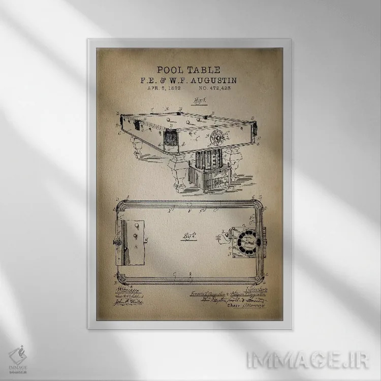 تابلو دکوراتیو بیلیارد IV اثر پتنت پرینت استور - نمای قابدار سفید