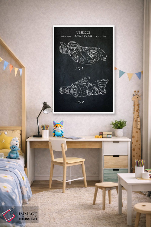 تابلو دکوراتیو ماشین بتمن، سیاه اثر پتنت پرینت استور - D1W