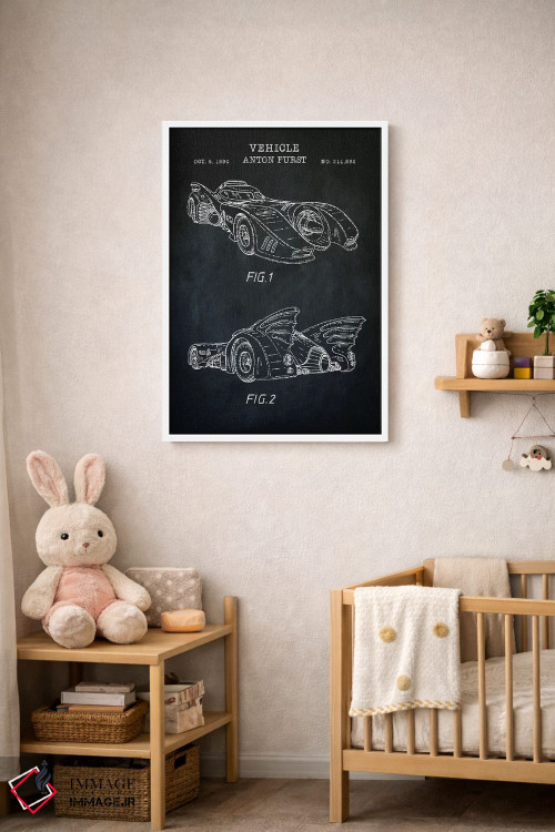 تابلو دکوراتیو ماشین بتمن، سیاه اثر پتنت پرینت استور - D3W