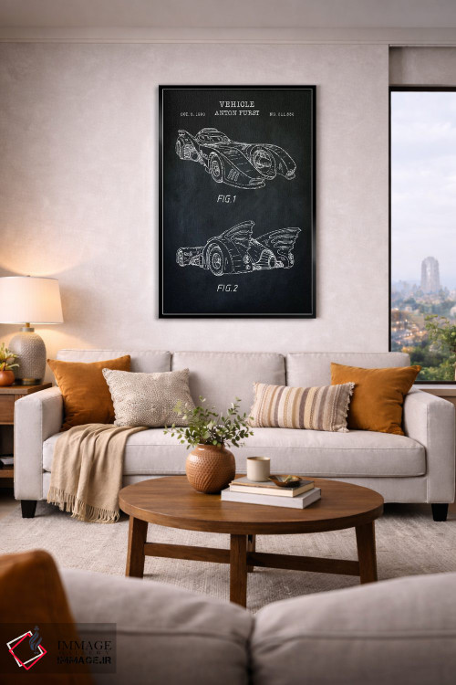 تابلو دکوراتیو ماشین بتمن، سیاه اثر پتنت پرینت استور - D2B