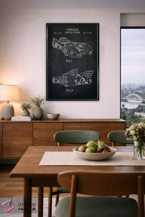 تابلو دکوراتیو ماشین بتمن، سیاه اثر پتنت پرینت استور - D6B