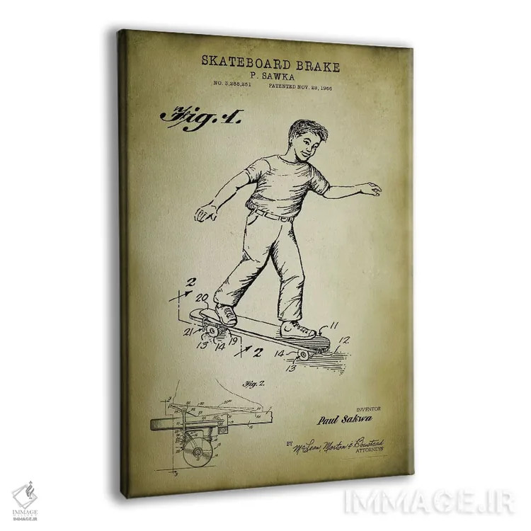 تابلو دکوراتیو ترمز اسکیت برد اثر پتنت پرینت استور - نمای پرسپکتیو محصول