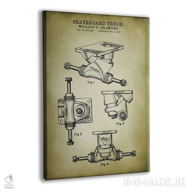 تابلو دکوراتیو شاسی اسکیت برد اثر پتنت پرینت استور - نمای پرسپکتیو محصول