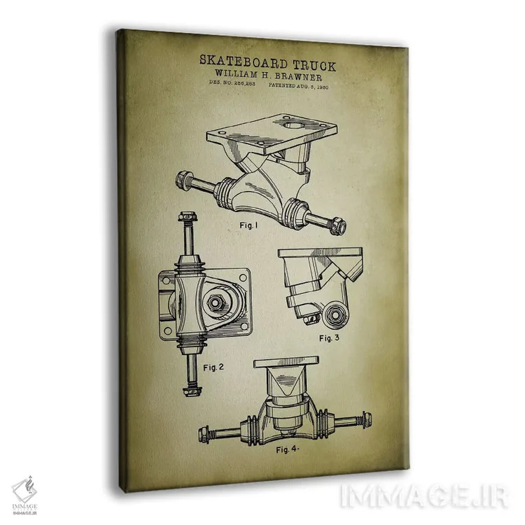 تابلو دکوراتیو شاسی اسکیت برد اثر پتنت پرینت استور - نمای پرسپکتیو محصول