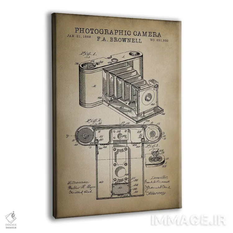 تابلو دکوراتیو دوربین براونل، بژ اثر پتنت پرینت استور - نمای پرسپکتیو محصول