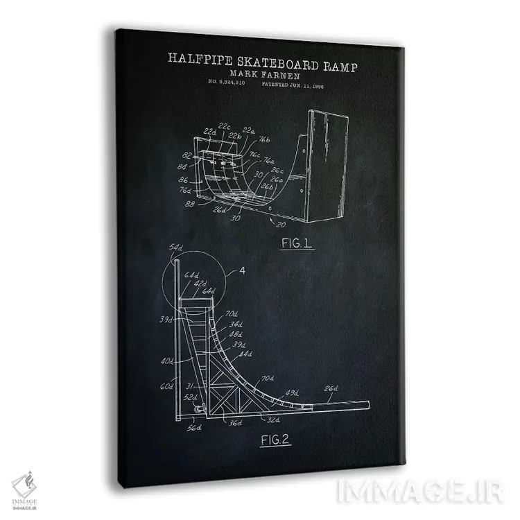 تابلو دکوراتیو رامپ اسکیت برد، سیاه اثر پتنت پرینت استور - نمای پرسپکتیو محصول