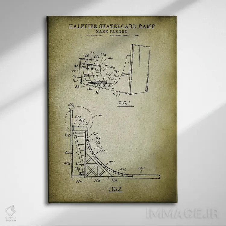 تابلو دکوراتیو رامپ اسکیت برد اثر پتنت پرینت استور - نمای روبهرو روی دیوار