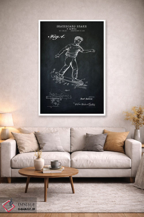 تابلو دکوراتیو ترمز اسکیت برد، سیاه اثر پتنت پرینت استور - D1W