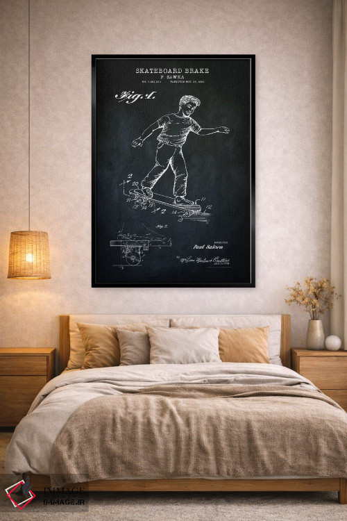تابلو دکوراتیو ترمز اسکیت برد، سیاه اثر پتنت پرینت استور - D2B