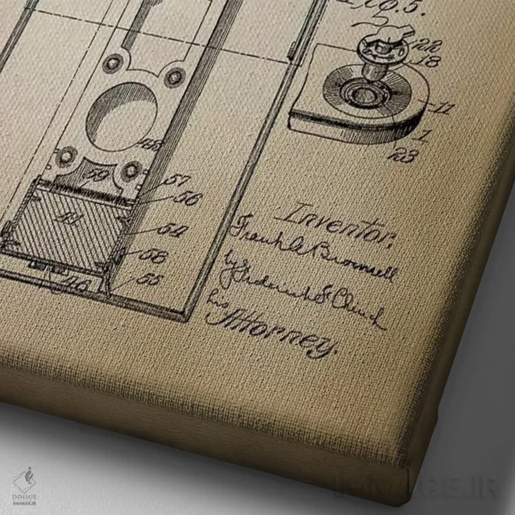 تابلو دکوراتیو دوربین براونل، بژ اثر پتنت پرینت استور - نمای نزدیک بافت بوم