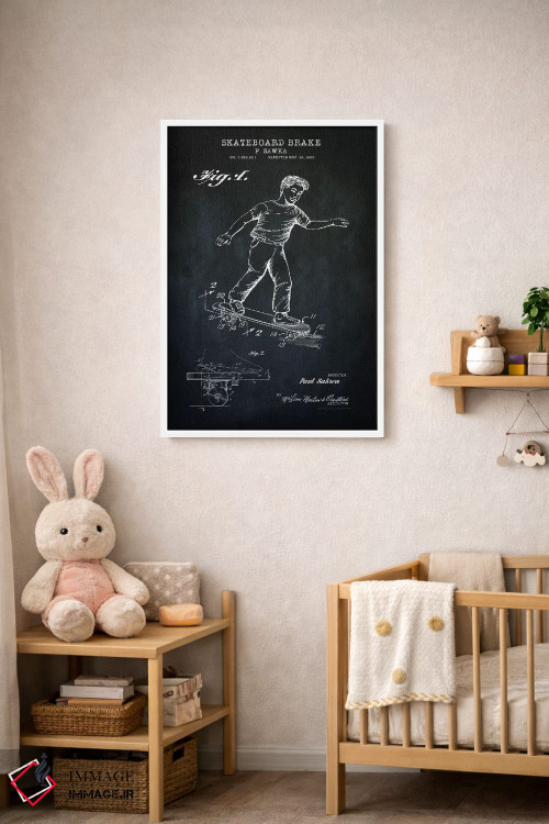 تابلو دکوراتیو ترمز اسکیت برد، سیاه اثر پتنت پرینت استور - D4W