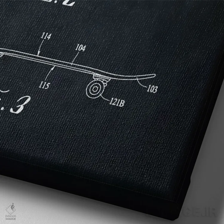 تابلو دکوراتیو اسکیت برد، سیاه اثر پتنت پرینت استور - نمای نزدیک بافت بوم