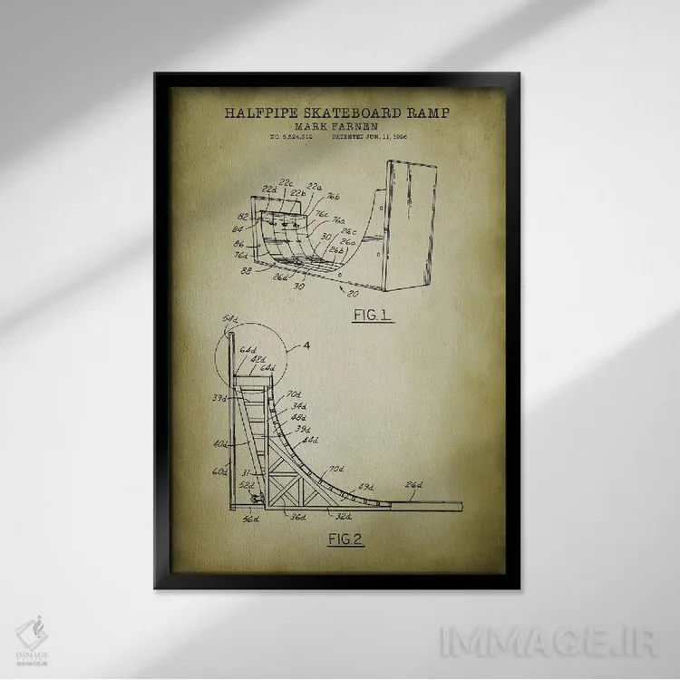 تابلو دکوراتیو رامپ اسکیت برد اثر پتنت پرینت استور - نمای قابدار مشکی