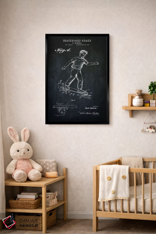 تابلو دکوراتیو ترمز اسکیت برد، سیاه اثر پتنت پرینت استور - D6B
