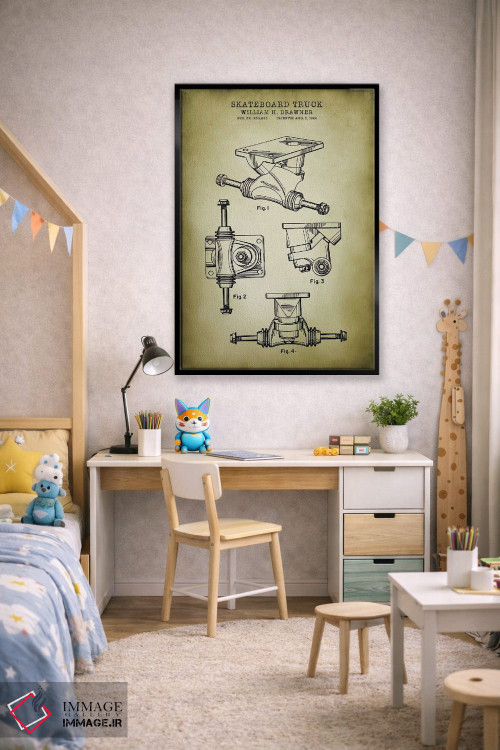 تابلو دکوراتیو شاسی اسکیت برد اثر پتنت پرینت استور - D2B