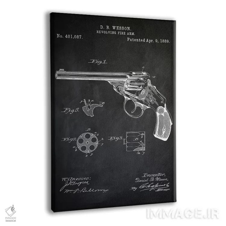 تابلو دکوراتیو هفت تیر D.B. Wesson I اثر پتنت پرینت استور - نمای پرسپکتیو محصول