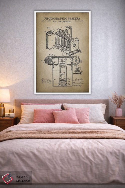 تابلو دکوراتیو دوربین براونل، بژ اثر پتنت پرینت استور - D1W