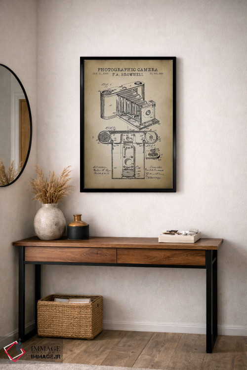 تابلو دکوراتیو دوربین براونل، بژ اثر پتنت پرینت استور - D3B