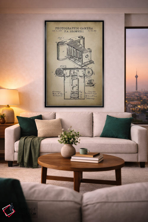 تابلو دکوراتیو دوربین براونل، بژ اثر پتنت پرینت استور - D2B