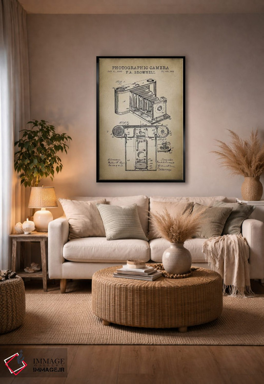 تابلو دکوراتیو دوربین براونل، بژ اثر پتنت پرینت استور - D4B