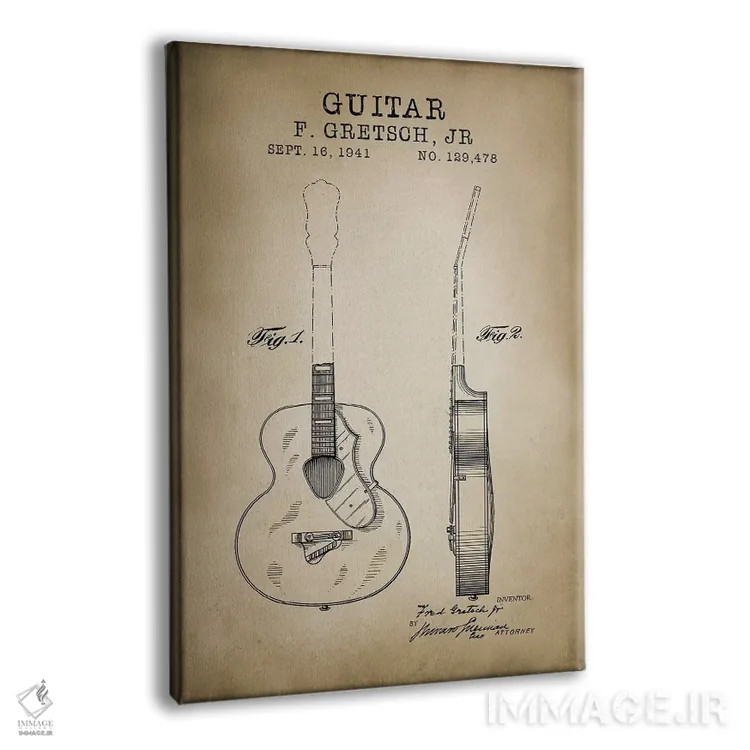تابلو دکوراتیو گیتار F. Gretsch Jr. اثر پتنت پرینت استور - نمای پرسپکتیو محصول