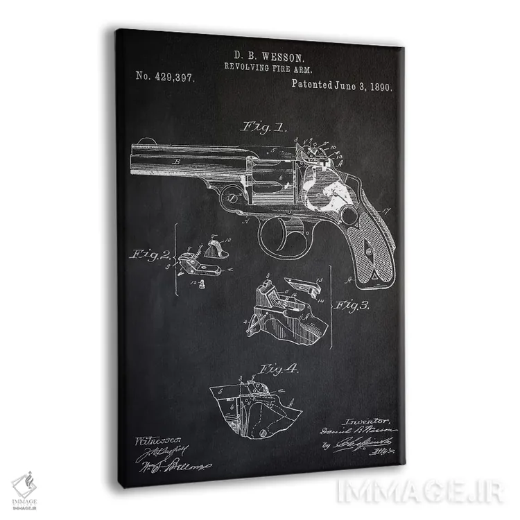 تابلو دکوراتیو هفت تیر D.B. Wesson II اثر پتنت پرینت استور - نمای پرسپکتیو محصول