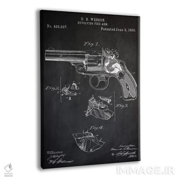 تابلو دکوراتیو هفت تیر D.B. Wesson II اثر پتنت پرینت استور - نمای پرسپکتیو محصول