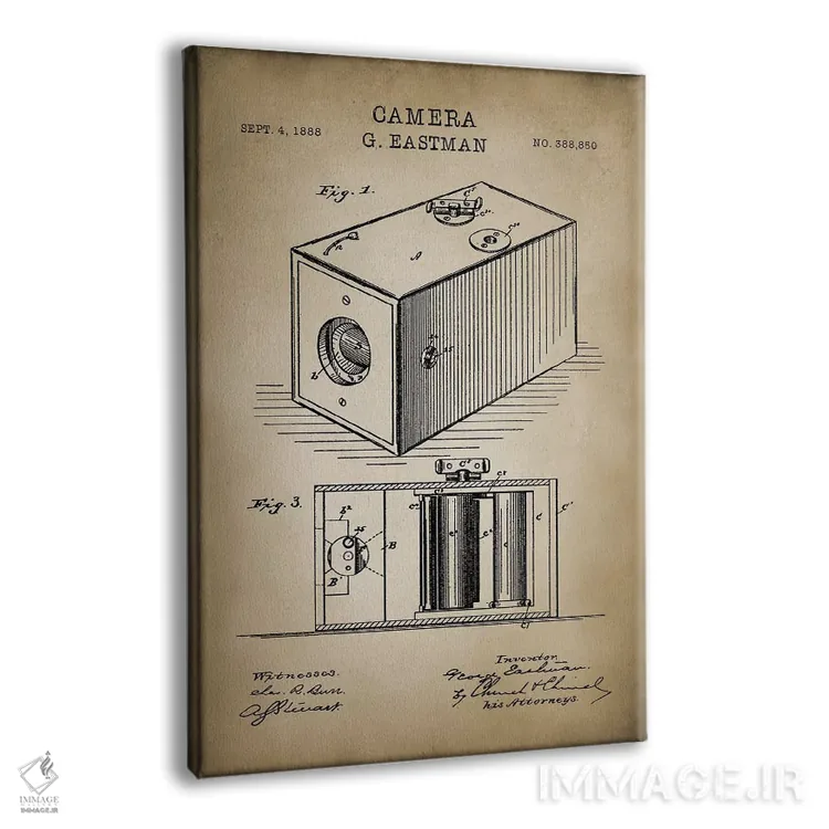 تابلو دکوراتیو دوربین ایستمن، بژ اثر پتنت پرینت استور - نمای پرسپکتیو محصول