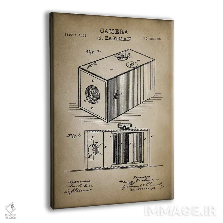 تابلو دکوراتیو دوربین ایستمن، بژ اثر پتنت پرینت استور - نمای پرسپکتیو محصول