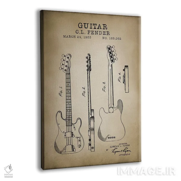 تابلو دکوراتیو گیتار فندر اثر پتنت پرینت استور - نمای پرسپکتیو محصول