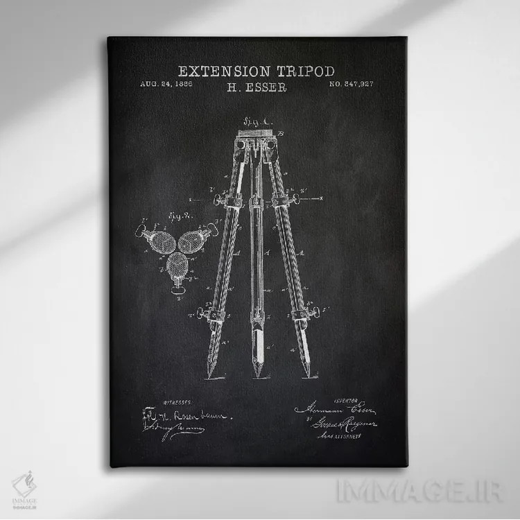 تابلو دکوراتیو سه پایه توسعه، سیاه اثر پتنت پرینت استور - نمای روبهرو روی دیوار
