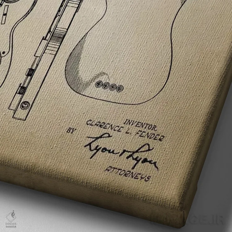 تابلو دکوراتیو گیتار فندر اثر پتنت پرینت استور - نمای نزدیک بافت بوم