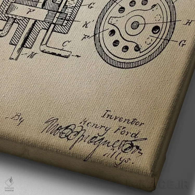 تابلو دکوراتیو کاربراتور فورد اثر پتنت پرینت استور - نمای نزدیک بافت بوم