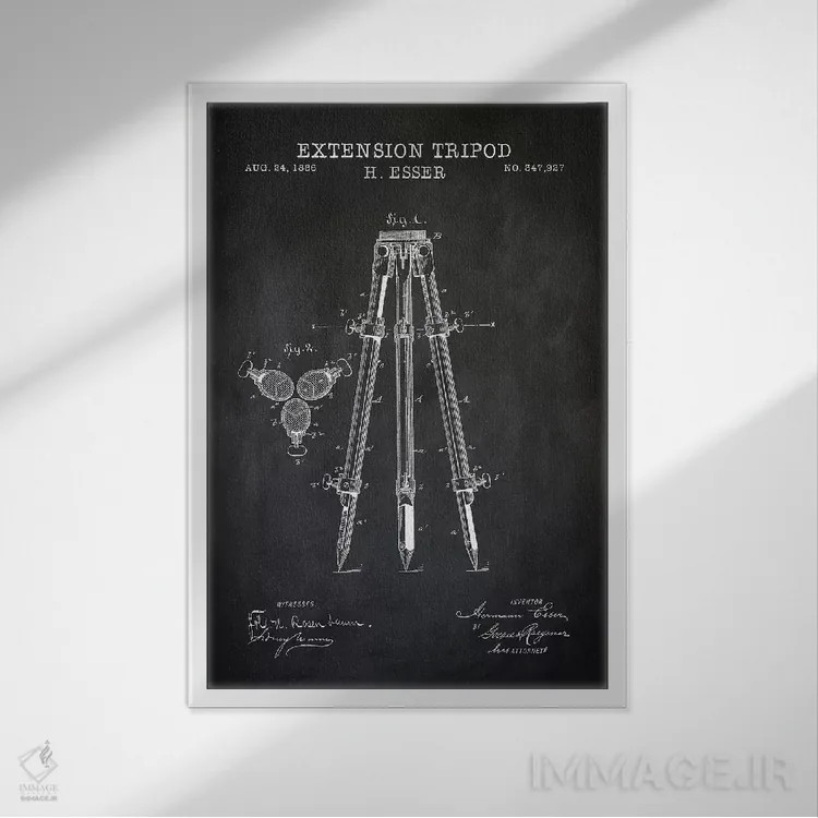 تابلو دکوراتیو سه پایه توسعه، سیاه اثر پتنت پرینت استور - نمای قابدار سفید