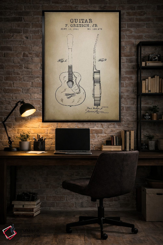 تابلو دکوراتیو گیتار F. Gretsch Jr. اثر پتنت پرینت استور - D4B