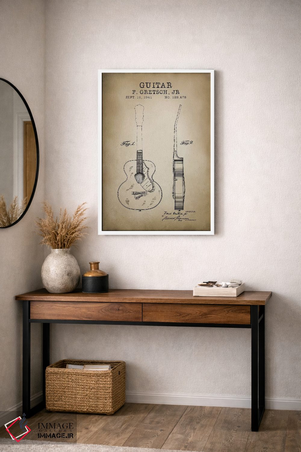تابلو دکوراتیو گیتار F. Gretsch Jr. اثر پتنت پرینت استور - D3W