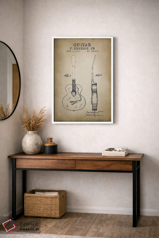 تابلو دکوراتیو گیتار F. Gretsch Jr. اثر پتنت پرینت استور - D3W